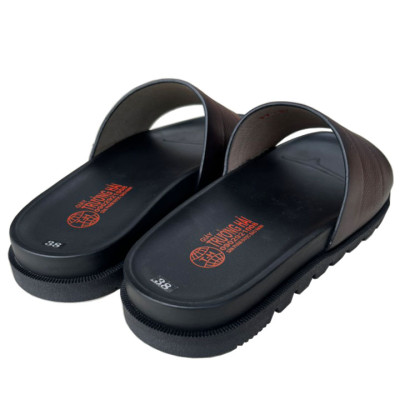 Dép da nam quai ngang thời trang da bò thật màu nâu chính hãng Trường Hải QN157