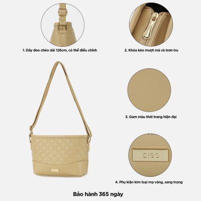 Túi xách nữ đeo vai công sở IDIGO FB2 - 3396, túi đeo chéo nữ đi chơi họa tiết chần trám