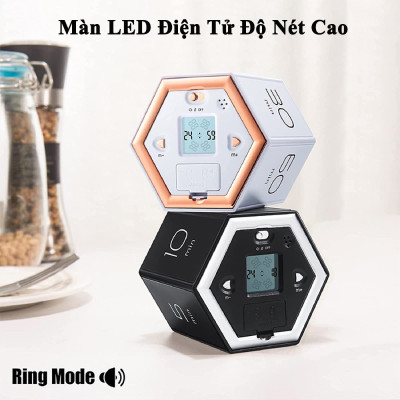 Đồng Hồ Pomodoro Hình Khối Lục Giác KUNBE Đếm Ngược Hẹn Giờ Nấu Ăn, Tập Thể Dục, Quản Lý Thời Gian Hiệu Quả