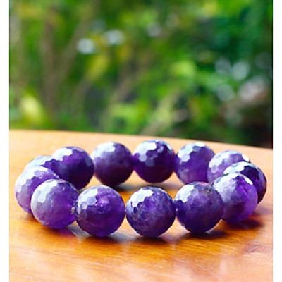 Vòng thạch anh tím hạt đa giác size 16mm mệnh hỏa. thổ - Ngọc Quý Gemstones