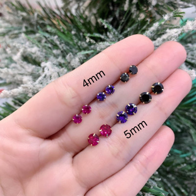 14K Gold Post Earrings Black - MOON Jewelry