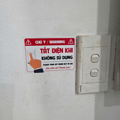 Tem Nhắc Nhở Tắt Điện, Tem Nhựa Decal Dán Cảnh Báo Tắt Điện Khi Không Sử Dụng, An Toàn, Dán Lên Mọi Bề Mặt. Takyhome 5006