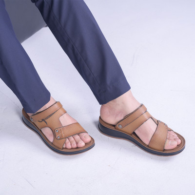 Dép Sandal Nam Da Bò - DC04 Đế Cao Đúc Nguyên Khối, Đường Khâu Chắc Chắn, Đế Massage Mềm Mại Êm Chân