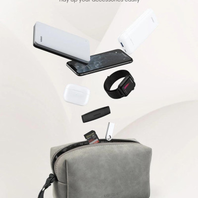 Ugreen UG80520LP285TK 23x13.6x7.7cm Túi đựng phụ kiện điện tử có dây buộc màu xám - HÀNG CHÍNH HÃNG