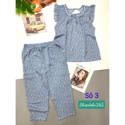 Đồ bộ nữ,đồ ngủ mặc nhà lửng 9 tấc vải lụa mango BL 53 họa tiết hoa nhí siêu cute size 47-60kg.