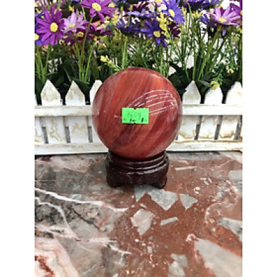 Quả cầu phong thủy đá núi lửa Obsidian đỏ - Đường kính 8,5 cm và 8,6 cm