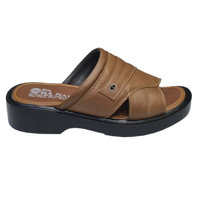 Dép Nam Quai Ngang Da Bò Thật TiTi ĐÔ Đế Cao Dành Cho Người Thấp DNA2134