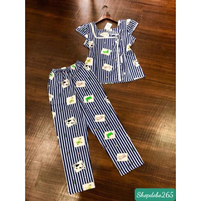 Đồ bộ nữ,đồ ngủ mặc nhà vải lụa quần dài BD 111 họa tiết dễ thương size 47-62kg.