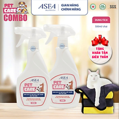 [Combo 2 chai] Nước Xịt Khử Mùi, Diệt Khuẩn Cho Chó Mèo ASFA Pet Care 500ml