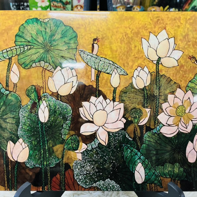 Tranh Sơn Mài - HOA SEN | Size 30x40 cm | Tinh Hoa Nghệ Thuật Việt – Thanh Tịnh và Trang Nhã