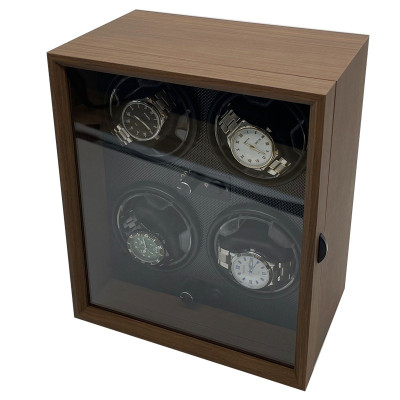Hộp Xoay Đồng Hồ Cơ 4 Ngăn SAIKE SAIKE S4001 Vỏ Gỗ - Có Đèn LED - SANG TRỌNG