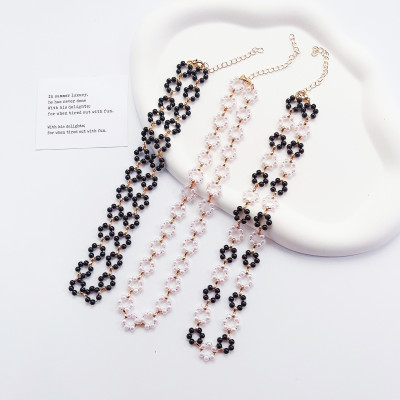 Dây chuyền vòng cổ mix hoa hạt ngọc trai nhỏ xinh đẹp choker ngọc trai sang chảnh sexy nữ tính