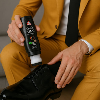 1 chai xi đánh giày Gloking, dạng lỏng dễ dàng ngấm sâu làm mềm và làm bóng da.