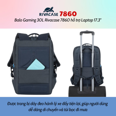 Balo Gaming 30L Rivacase 7860 Hỗ Trợ Laptop 17.3" - Bảo Hành 24 Tháng - Hàng Chính Hãng
