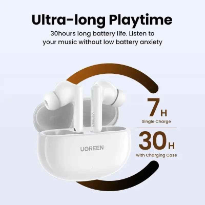 Ugreen UG15158WS200TK v5.3 HiRes HiTune T6 Hybrid Active Noise Cancelling tai nghe bluetooth chống ồn pin 30h 48dB màu trắng ANC - HÀNG CHÍNH HÃNG