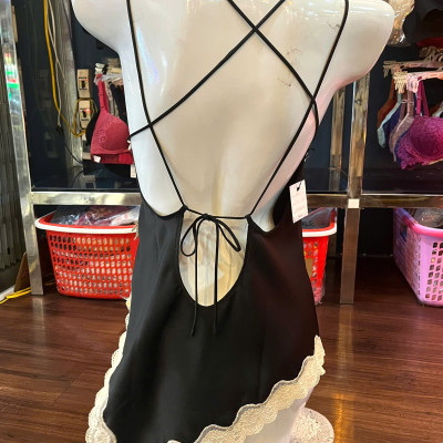 Váy Ngủ D190 Lụa Quảng Châu Cao Cấp Viền Ren Hoa Gợi Cảm