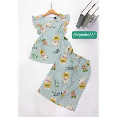 Đồ bộ nữ,đồ ngủ mặc nhà lửng tay cánh tiên vải lanh mềm,mát BL 169 hoạ tiết dễ thương size 45-70kg.