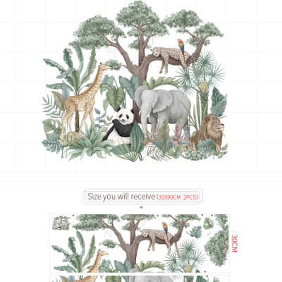 Sticker Giấy Dán Tường Decal Dán tường Tranh Dán Tường Trang Trí Tường Mẫu Sở Thú Châu Phi ZDB-2472
