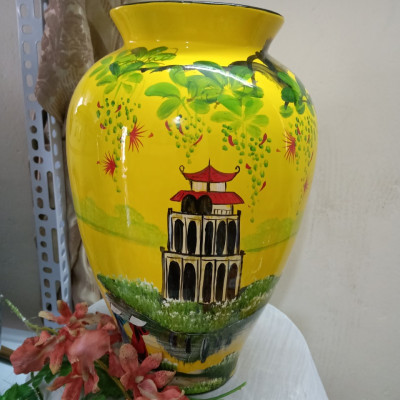Bình hoa vẽ phong cảnh gốm sứ Bát Tràng