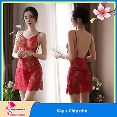 Váy ngủ ren bodysuit xẻ đáy hở lưng Q436 - Đầm ngủ ren hở lưng gợi cảm