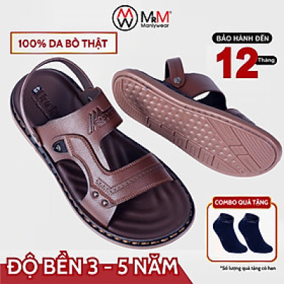 Dép Sandal Nam Da Bò - DK02 Đế Khâu Đúc Nguyên Khối, Đường May Chắc Chắn, Đế Massage Mềm Mại Êm Chân