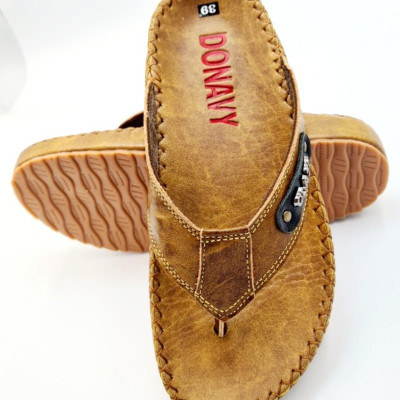 Dép xỏ ngón nam da bò thật 100% DONAVY cao cấp kiểu class cách điệu thời trang DOKCLASS