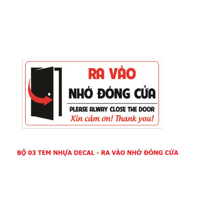 Tem Nhắc Nhở Ra Vào Nhờ Đóng Cửa, Tem Decal Nhựa Dán Chú Ý Ra Vào, Nhỏ Gọn, Nhờ Đóng Cửa Để An Toàn. Takyhome 5005