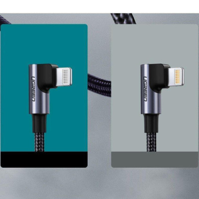Ugreen UG60764US305TK 1.5M đầu lightning bẻ 90 độ có chip MFI ra cáp USB type C màu đen - HÀNG CHÍNH HÃNG