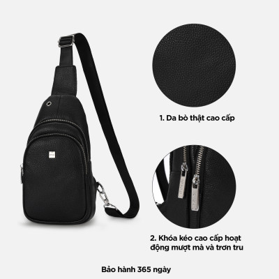 Túi đeo chéo trước ngực nam, túi đựng điện thoại da thật cao cấp IDIGO MB1 - 6028