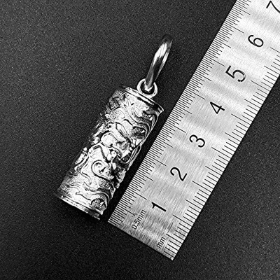 Mặt Dây Chuyền Nam Nữ Đựng Bùa Hình Trụ Khắc Họa Tiết Rồng Bạc Hiểu Minh MDN023L