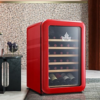 Tủ rượu vang HCK màu đỏ 22 chai có mặt kính (dung tích 70L) Hàng chính hãng
