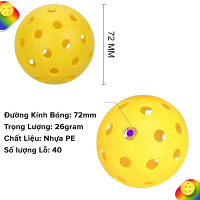 Bóng pickleball thi đấu tập luyện chuyên nghiệp ngoài trời 40 lỗ đủ màu chất lượng quốc tế - Chính hãng dododios, Banh Pickleball