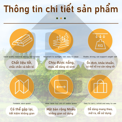 Bàn cắm trại, dã ngoại TSD 53cm đa năng,dễ mang theo, dã ngoại,có thể gập lại 
