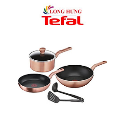 Bộ nồi chảo 6 món Tefal Cook&Shine (Chảo 24/Chảo xào 28/Quánh 18/Sạn/Vá) G803S695 - Hàng chính hãng