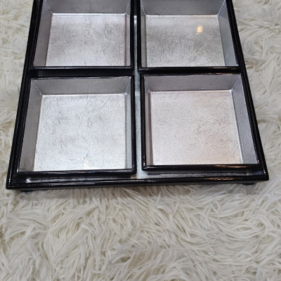 Bộ khay kèm 4 đĩa sơn mài cao cấp dùng để đựng bánh kẹo, làm quà tặng,.....