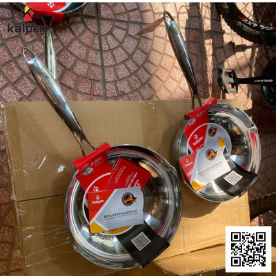 Chảo Inox 3 lớp đúc liền khối miệng rót Kalpen Zenger 20cm, bảo hành 5 năm