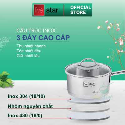 Bộ nồi xửng chảo chống dính cao cấp Fivestar 7 món 3 đáy từ , nắp kính ( tặng bộ sạn dừa 4 món )