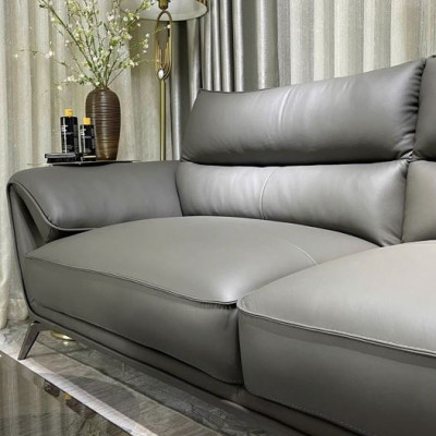 Sofa góc L da bò Italy Juno sofa màu xám – SFLCT27 dài 3m15 x 1m9 hàng cao cấp chuẩn da bò nhập khẩu Ý