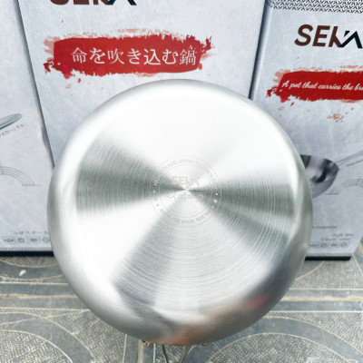 Chảo Tuyết Nguyên Khối SEKA, Chảo Inox Nguyên Khối Chống Dính, Đáy Từ 22, 24, 26cm Dùng Được Mọi Loại Bếp - Hàng Chính Hãng