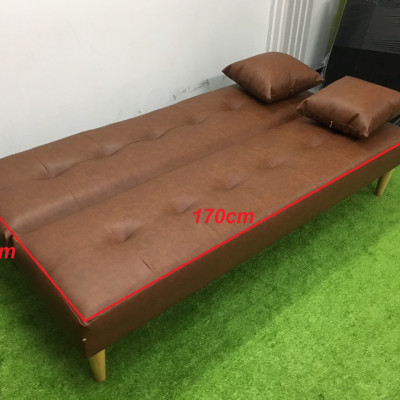 Ghế dài sofa bed và bàn tròn nội thất phòng khách- SB16--Simili--Nâu