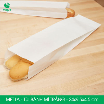 MFT1A - 24x9.5x4.5 cm - 100 Túi giấy bánh mì trắng