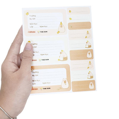 Bộ 15 Nhãn Vở Học Sinh 3 Ô Friendly Ambassador Kèm Sticker - The Sun V1