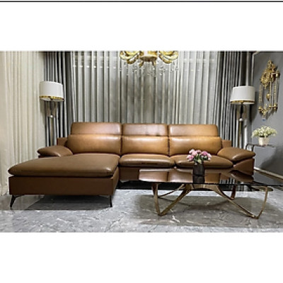 Sofa góc L da bò Italy Tundo màu nâu – SFLCT08 2m6 hàng cao cấp chuẩn da bò nhập khẩu Ý