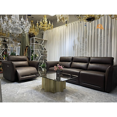 Combo ghế sofa chỉnh điện 100% da bò Italy Juno sofa màu nâu – SFDCT01 2m7 hàng cao cấp chuẩn da bò nhập khẩu Ý