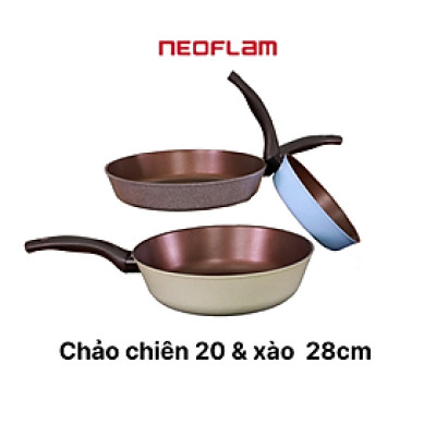 [Hàng chính hãng] Bộ 3 chảo chiên xào đa năng Reverse (Chiên 20/Xào 28,30)