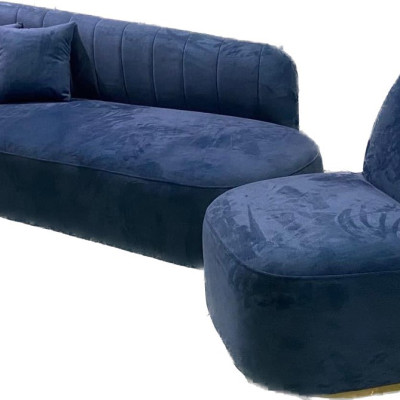 Bộ sofa băng dài 2m Tundo kèm ghế đơn xoay và đôn tròn BOMBI 