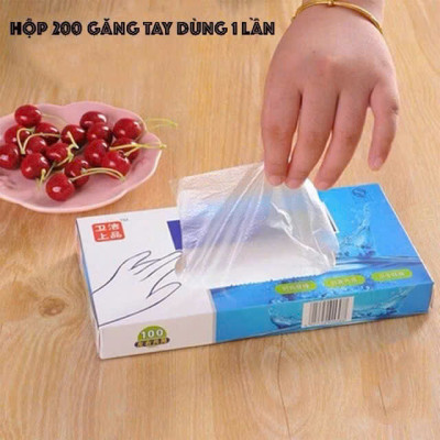 Hộp 200 Găng Tay Nilon Dùng 1 Lần – Siêu Dai, Tiện Lợi, Vệ Sinh An Toàn - HÀNG CHÍNH HÃNG MINIIN