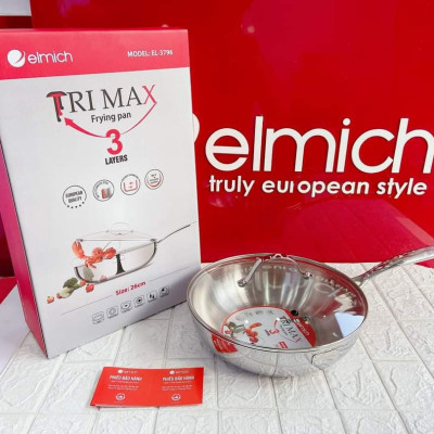 Chảo Inox 304 Cao Cấp 3 Lớp Đáy Liền Elmich Tri-Max EL-3796 Size 26cm - Hàng chính hãng
