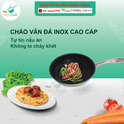 Chảo Chống Dính 3 Lớp Vân Đá Inox 304 Fivestar (22cm)