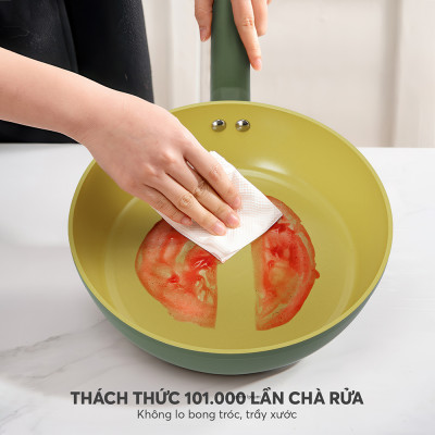 Chảo phủ sứ cao cấp Elmich Olive EL-5965OV nhiều size, Hàng chính hãng, dùng được mọi bếp - JoyMall